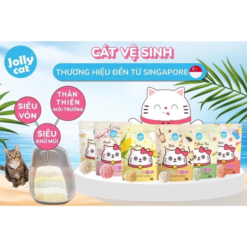 Cát đậu nành vệ sinh cho mèo JOLLY CAT / JOLLYCAT OKARA ✨ Thương hiệu Singapore ✨ - Pika Petshop