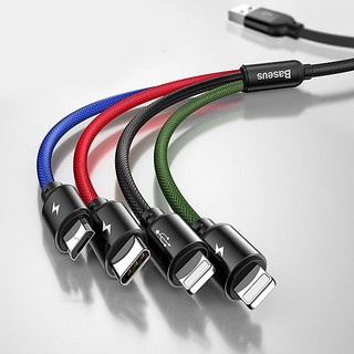 Cáp sạc dây dù 4 in 1 chính hãng Baseus 2 đầu Lighting, Micro USB và Type-C
