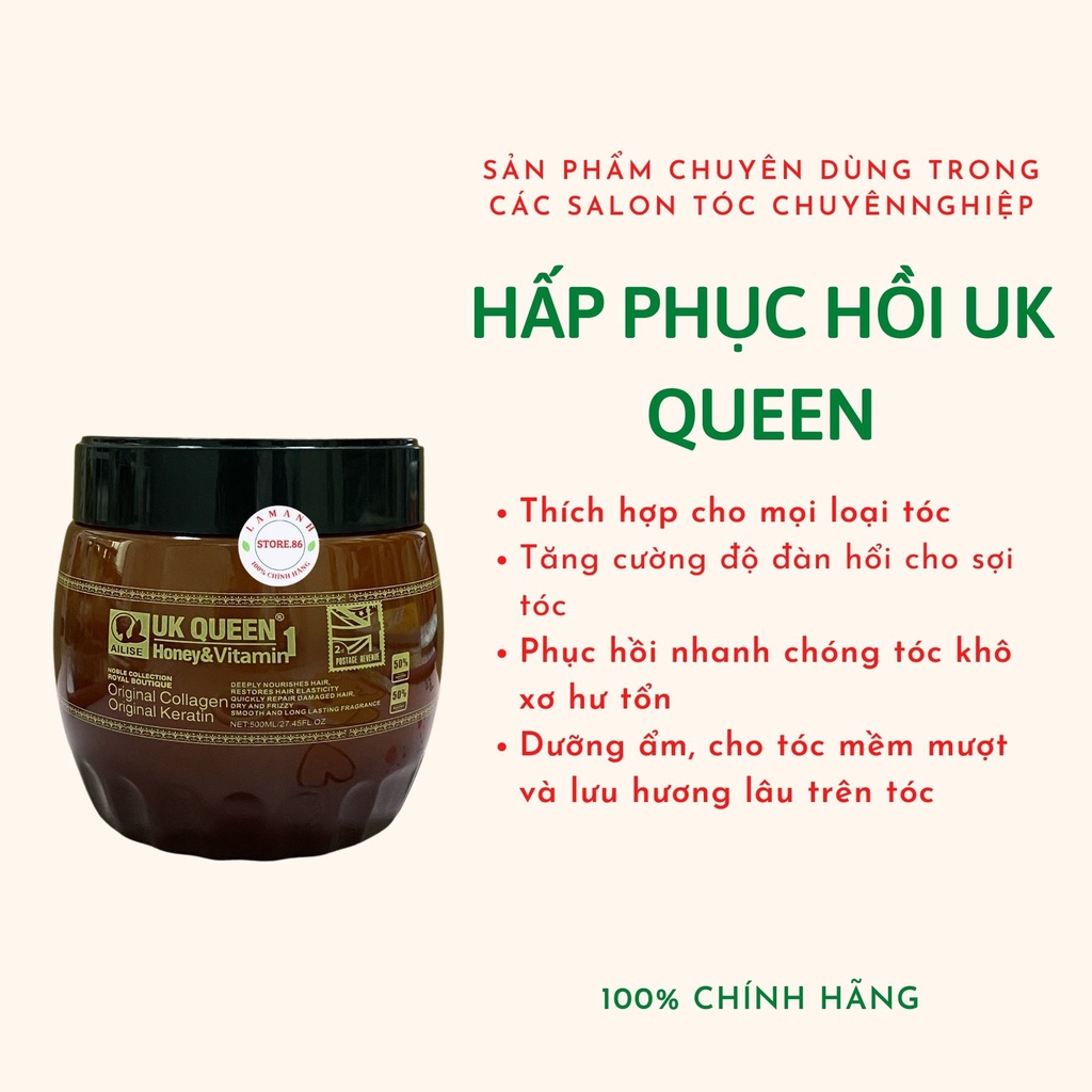Dầu gội dầu xả UK QUEEN Hone&Vitamin phục hồi chống rụng tóc hương thơm nước hoa cặp 800ml hàng hiệu chính hãng