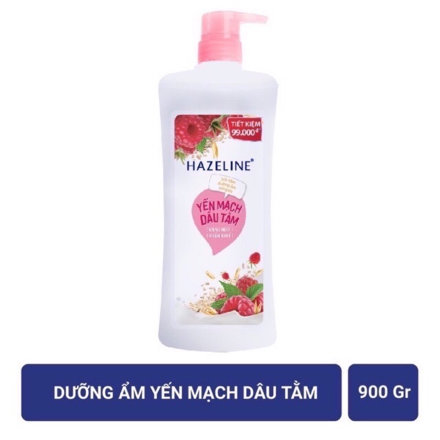 Sữa tắm dưỡng sáng da yến mạch - dâu tằm Hazeline chai 900g