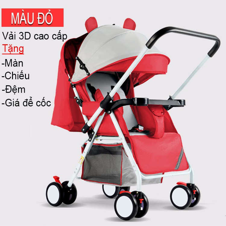 Xe nôi xe đẩy em bé hai chiều Haowei T305 bản cao cấp hai tư thế nằm ngồi siêu nhẹ có thể gấp xách tay cho bé 0-3 tuổi