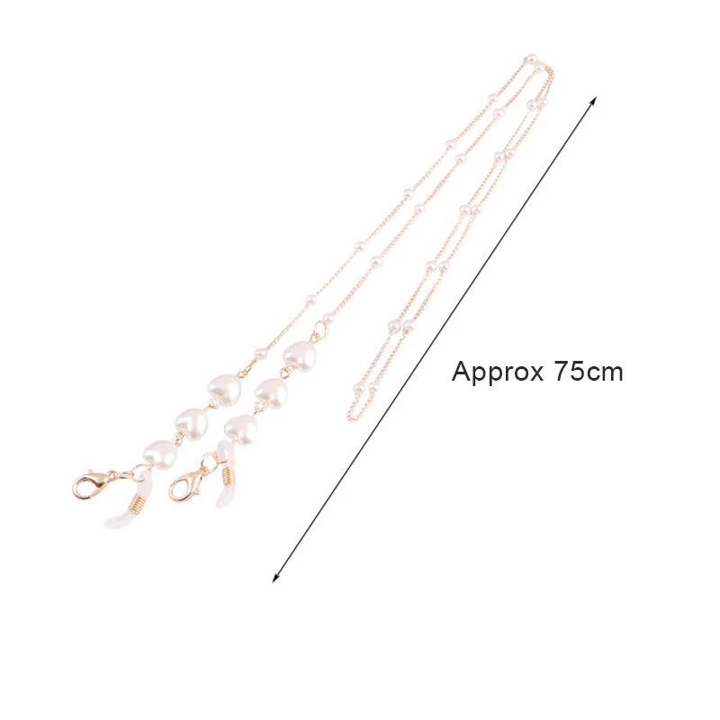 Dây Xích Gắn Giá Đỡ Mắt Kính Chống Thất Lạc Hình Trái Tim Đính Ngọc Trai Đa Năng Tiện Lợi Dành Cho Bạn Nữ