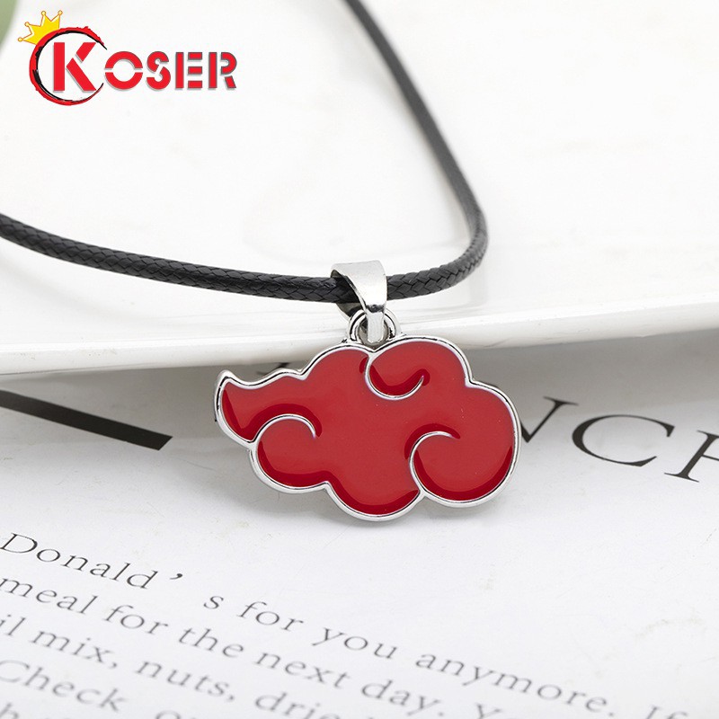 COSER KING 1 Pcs Japanese Anime Cosplay Naruto Akatsuki Organization Red Cloud Sign Metal Unisex Pendant Trendy Women Men Necklace