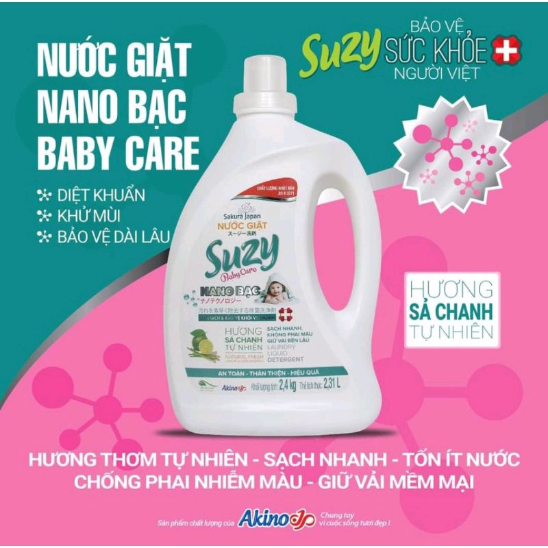 Nước Giặt Xả Suzy Nhật Bản 2,4L Công Nghệ Nano Bạc  Khử Mùi Lưu Hương Dài Lâu_Tạp Hóa Nhà Lim