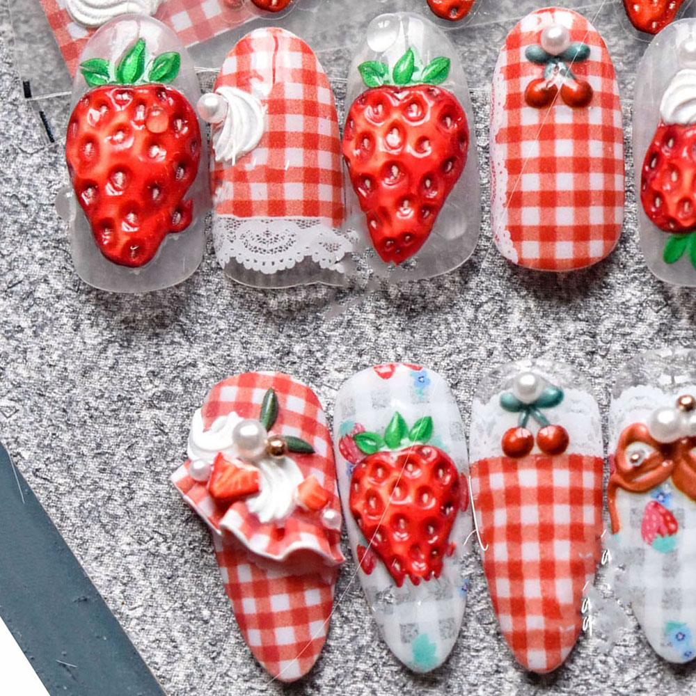 (Hàng Mới Về) Miếng Dán Trang Trí Móng Tay Nghệ Thuật Hình Trái Cây 3d Dễ Thương Diy