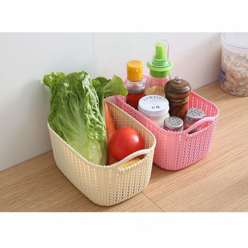Giỏ nhựa giả mây đan vintage siêu xinh, phù hợp cho mọi không gian - giao màu ngẫu nhiên