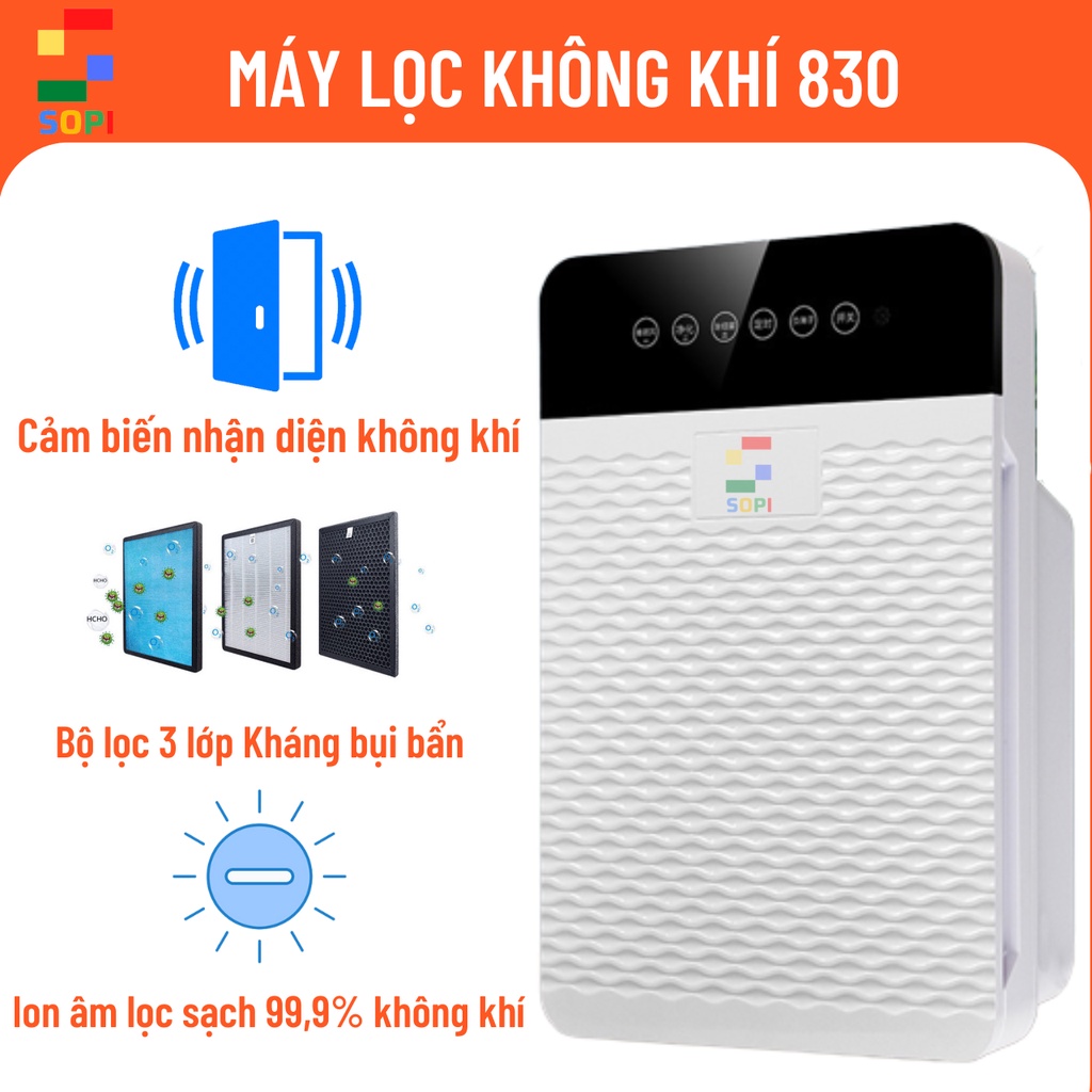 Máy Lọc Không Khí Ion Âm 830, Máy Lọc Không Khí Mini Lọc Bụi Mịn PM2.5, Vi Khuẩn Chính Hãng SONETS.
