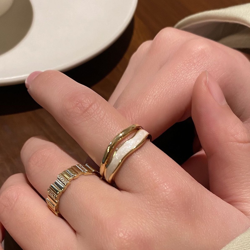 Nhẫn Đeo Tay Hai Lớp Tráng Men Cao Cấp Có Thể Điều Chỉnh Cá Tính Sang Trọng