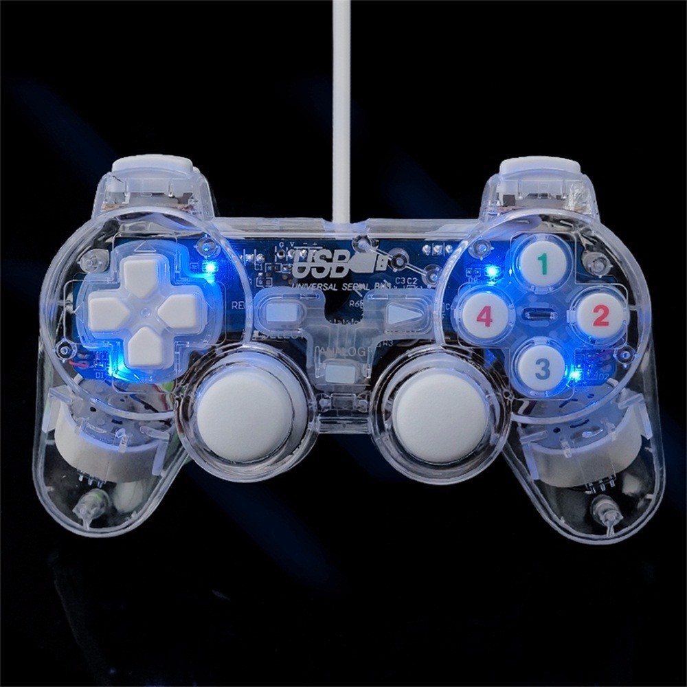 CLEAR KIRIN PC Tay Cầm Chơi Game Có Dây Có Đèn Led Cho Máy Tính Win7 / 10 / Xp