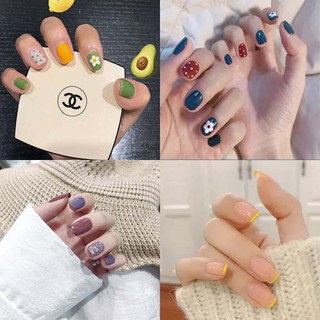 KOLIN 24 Móng Tay Giả Dễ Thương cắt móng tay Gửi một keo Châu Âu và Châu Mỹ Nghệ thuật vẽ móng tay nhanh