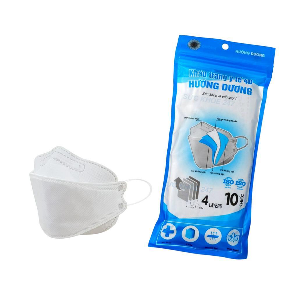 Khẩu trang, khẩu trang y tế, khẩu trang 4D, khẩu trang KF94 Hướng dương 4 lớp