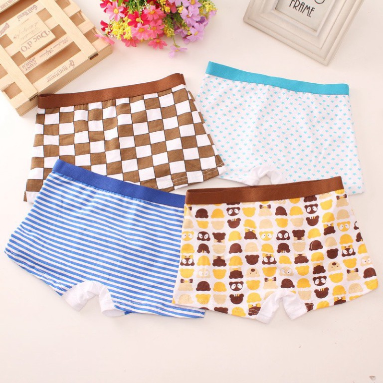 Set 4 quần chíp bé trai từ 3-10 tuổi - Quần sịp đùi - Chất liệu vải cotton thoáng mát (QC18)