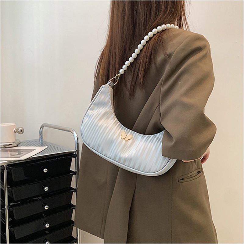 IELGY Túi Đeo Vai Đính Ngọc Trai Nhân Tạo Màu Sắc Đơn Giản Thời Trang Cho Nữ