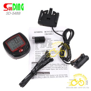 Đồng hồ đo tốc độ xe đạp có dây Sunding SD548B