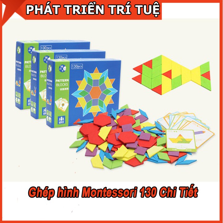 Đồ Chơi Ghép Hình Montessori Hình Khối 130 Chi Tiết Phát Triển Trí Tuệ Cho Bé