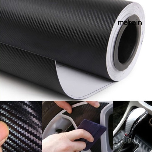 Miếng Dán Trang Trí Xe Hơi Màu Đen Họa Tiết Sợi Carbon 3D DIY