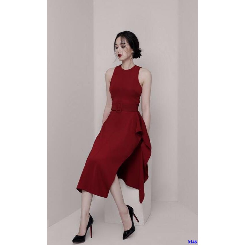 Đầm Ôm Body Đỏ Xẻ Tà Phối Ren Tuyệt Đẹp
