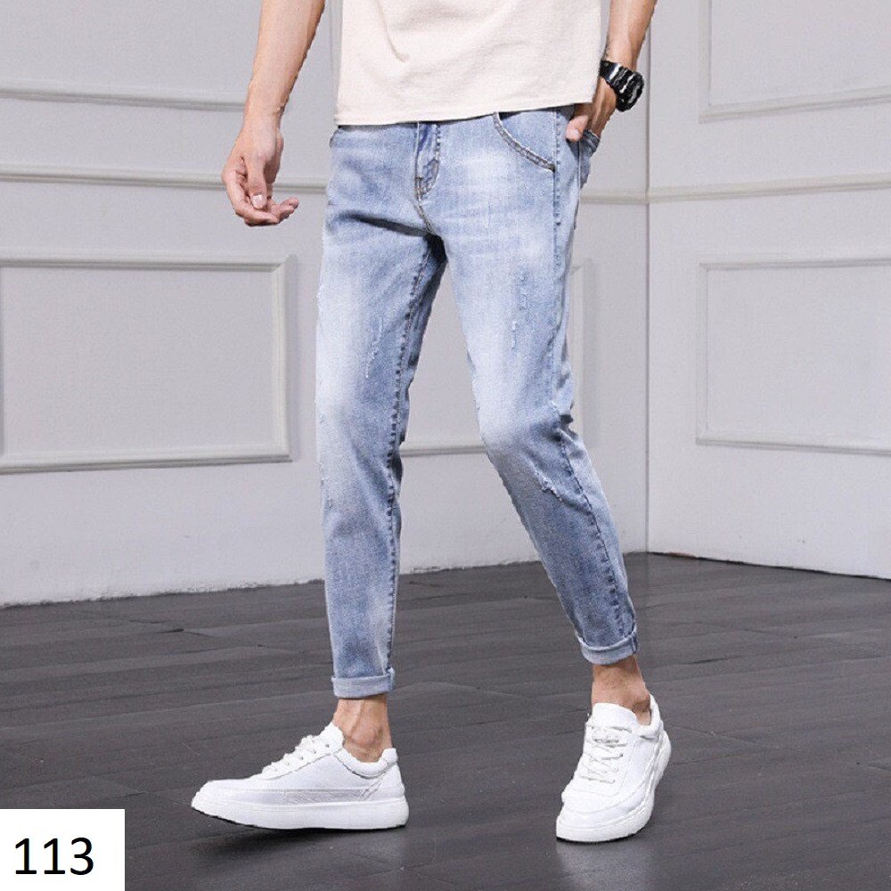 Quần Jean Nam Chất Bò Màu Xanh Trơn Cao Cấp Co Dãn Phong Cách Thời Trang T&L store ms603 | BigBuy360 - bigbuy360.vn