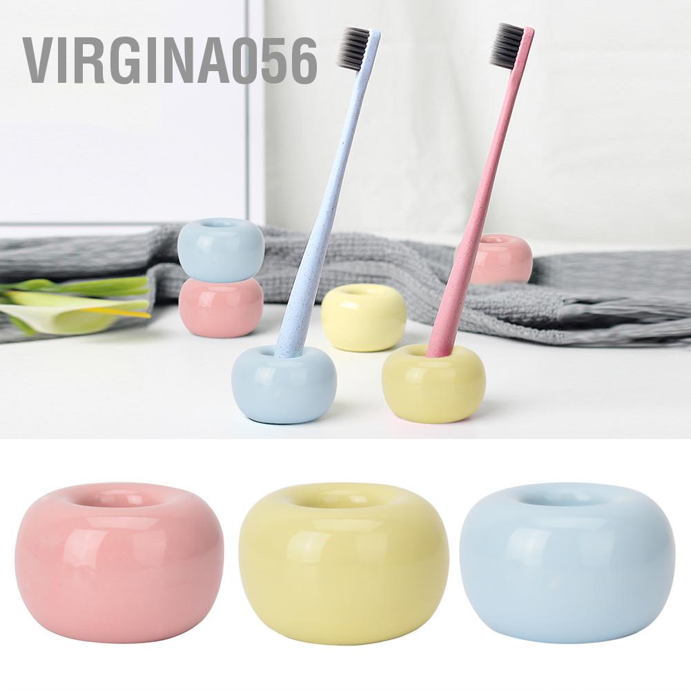 Virgina056 Virgina056 Giá đựng bàn chải đánh răng bằng gốm bánh donut Màu kẹo mới lạ Đế đa chức năng dễ thương