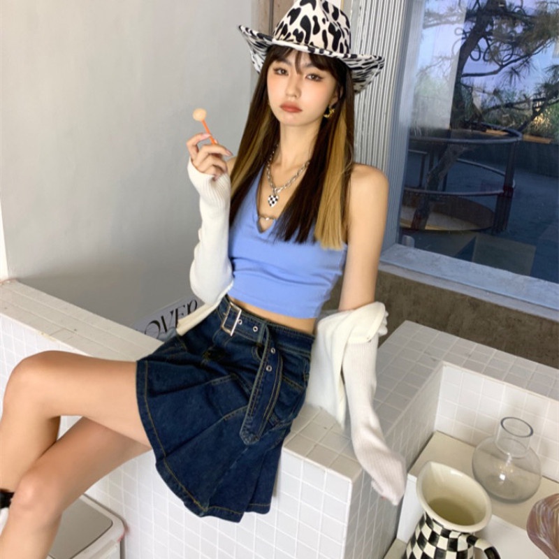 Chân Váy Denim Lưng Cao Thiết Kế Hợp Thời Trang