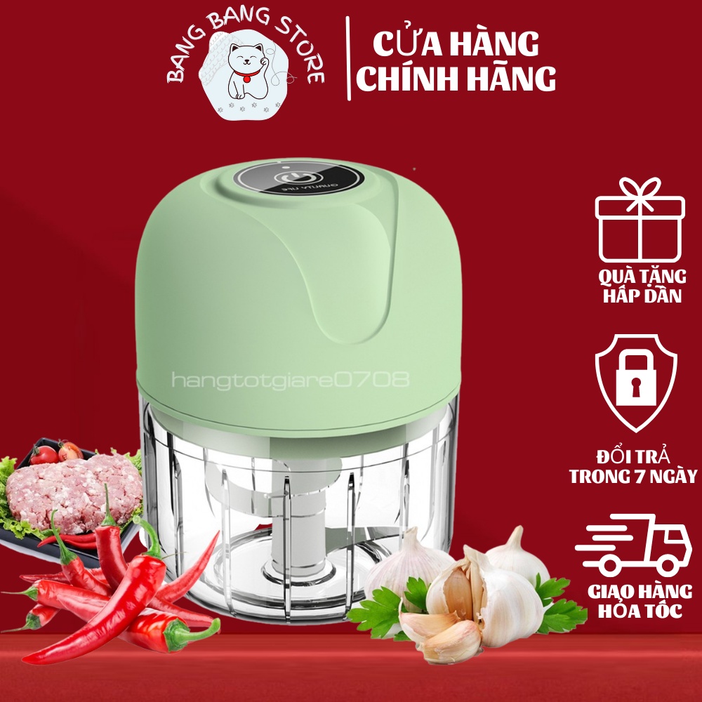 Máy xay mini gia vị tỏi ớt, đồ ăn dặm cho bé dung tích 250ml, sạc điện cổng usb tiện dụng, bảo hành 12 tháng lỗi đổi mới
