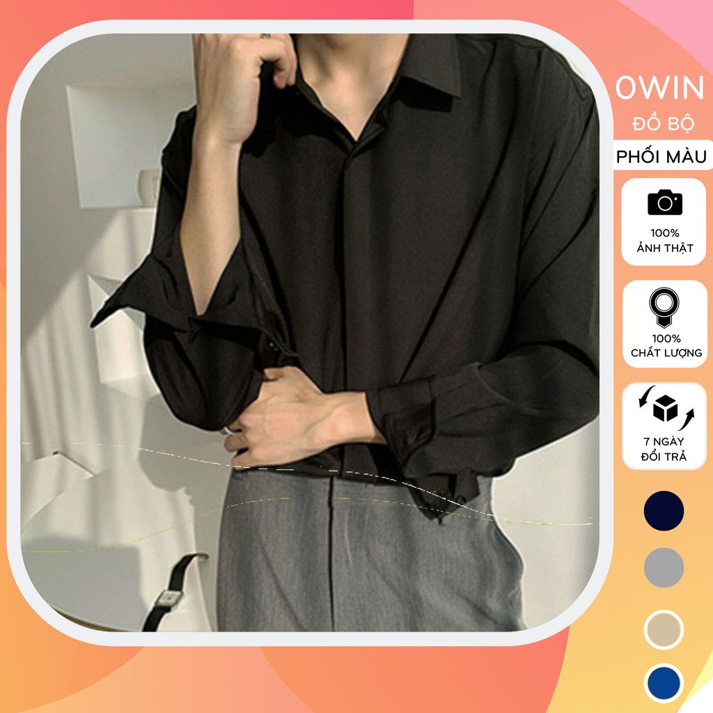 Áo sơ mi nam chất vải lụa cao cấp siêu thoáng mát, Áo sơm mi nam dài tay đi tiệc siêu chất SM02 -OWIN