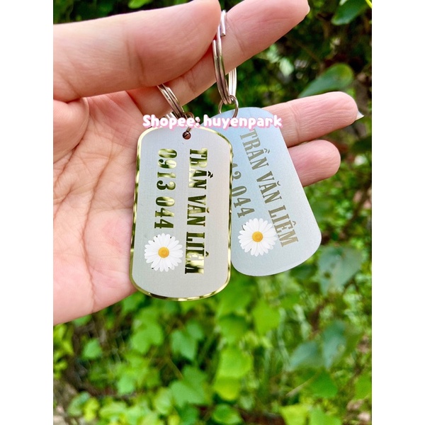 Móc khoá inox khắc tên, số điện thoại, biển số xe… theo yêu cầu kích thước 3x5,5cm