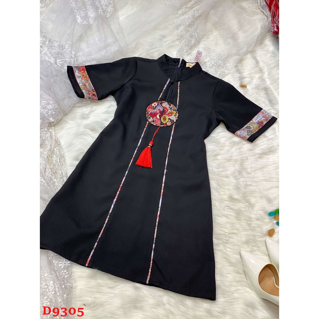 Đầm gấm đỏ áo dài cách tân nữ thêu hoa văn cao cấp ZOMI | BigBuy360 - bigbuy360.vn