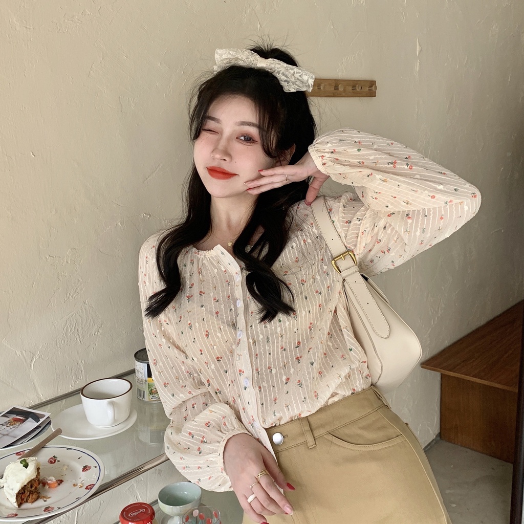 Áo Sơ Mi Voan Hoa Thiết Kế Thời Trang Dành Cho Nữ 42224