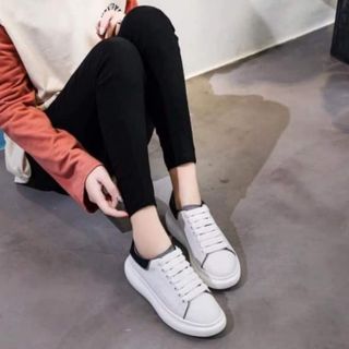 Giày mcqueen gót đen, trắng phản quang