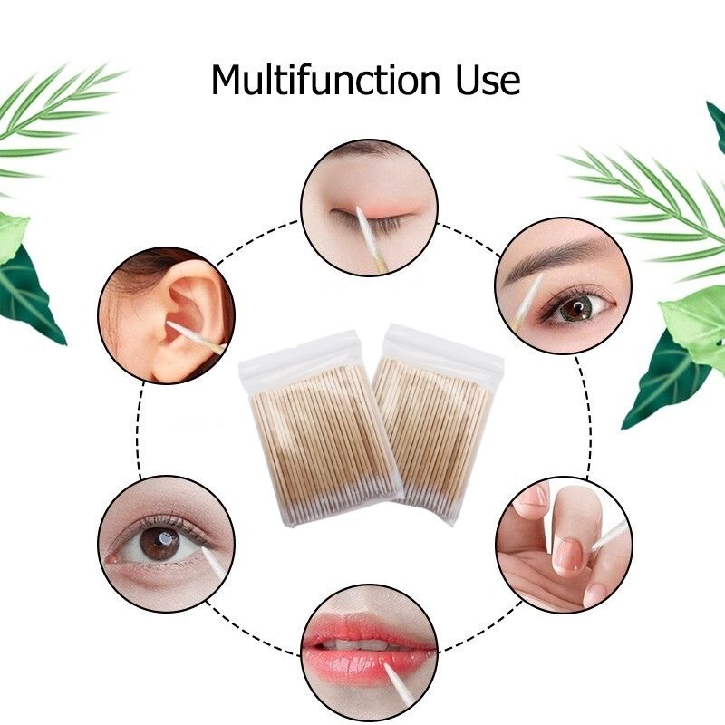 Tăm bông chà môi cán gỗ chà môi mày mí sau phun xăm dạng gói