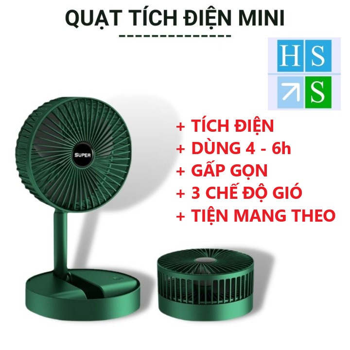 Quạt gấp gọn  tích điện sạc USB tiện dụng quạt mini 3 chế độ gió - HS Shop Thủ Đức