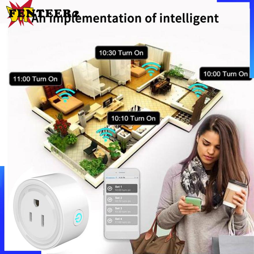 [Fenteer2  3c ]Home Smart Plug Mini Power Socket Wifi Outlet Switch Compatible with Alexa