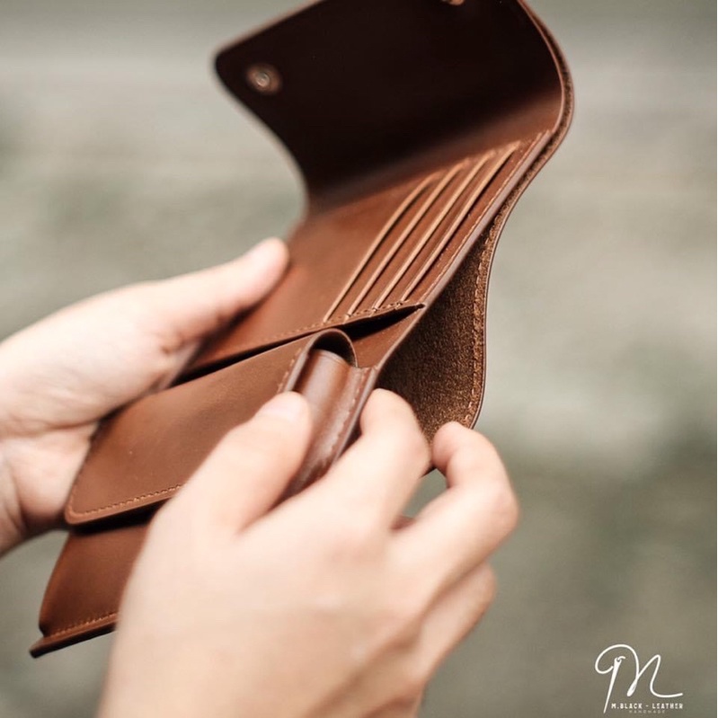 VÍ COIN DA BÒ THẬT HANDMADE CÓ NGĂN ĐỰNG CHÌA KHÓA