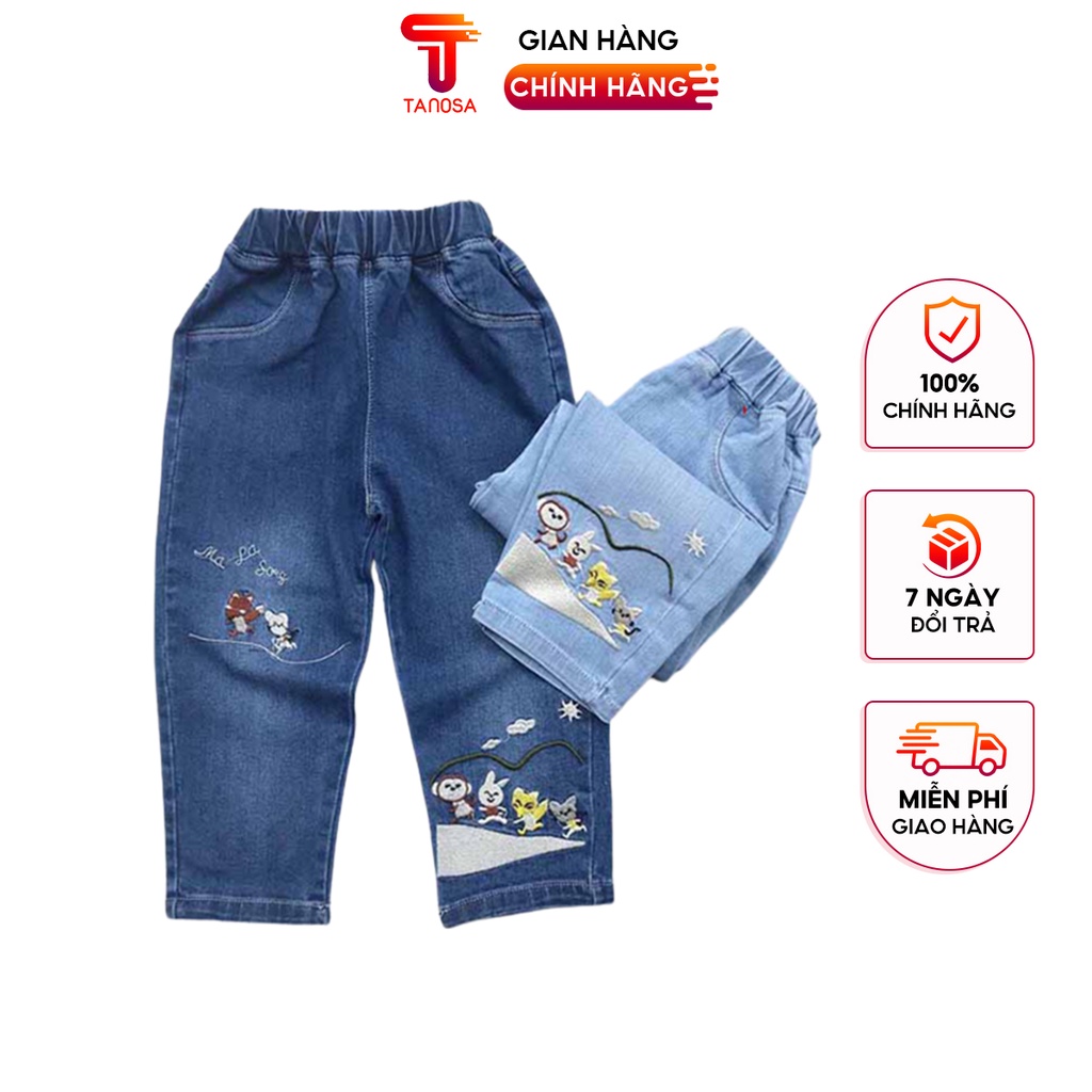 Quần jean dài vải mềm TANOSA thời trang mùa hè cho bé gái 15-30kg