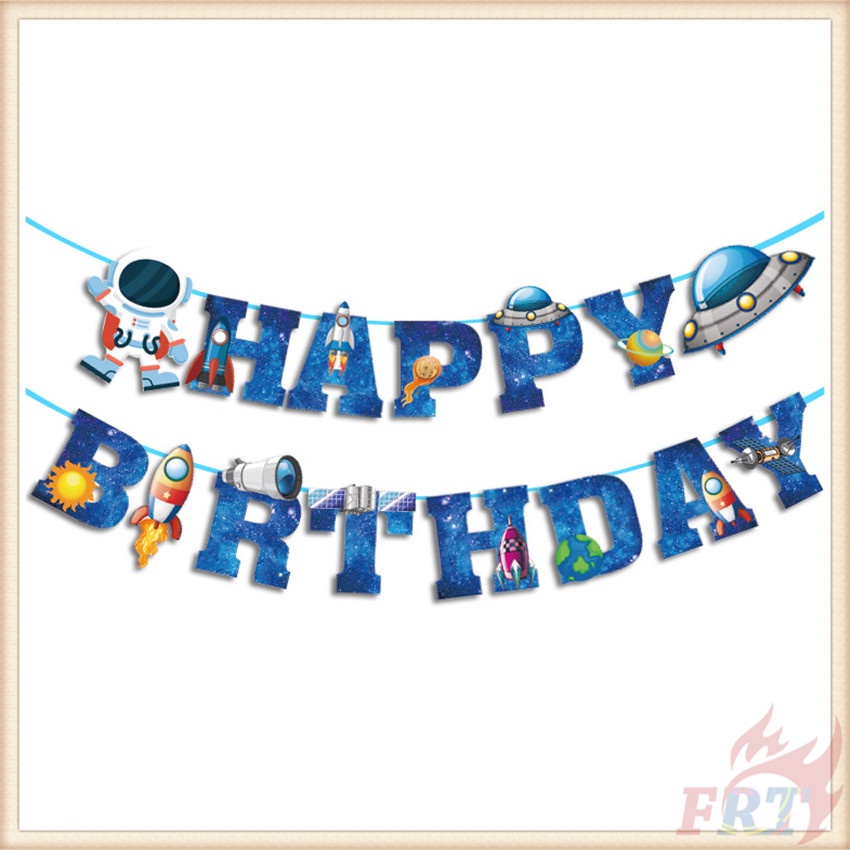♦ Party Decoration - Banner ♦ 1Set Outer Space Happy Birthday Banner Series 01 Spaceman Happy Birthday Party Decoration Baby Shower Decor