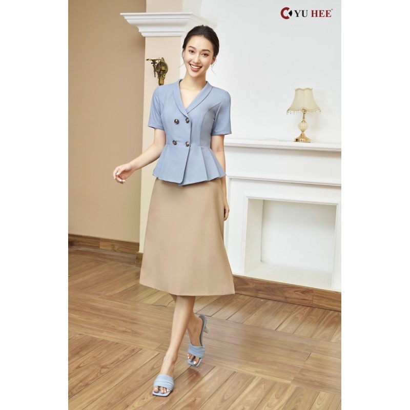 Chân váy xòe chữ A chéo nhật trơn qua gối cao cấp YuHee | BigBuy360 - bigbuy360.vn