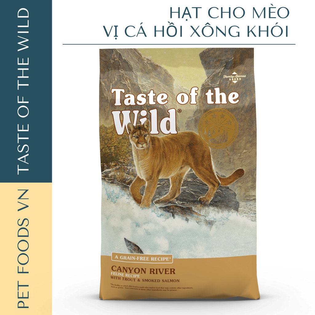 Hạt cho mèo TASTE OF THE WILD Canyon River 500g vị Cá Hồi Vân &amp; Cá Hồi Xông Khói