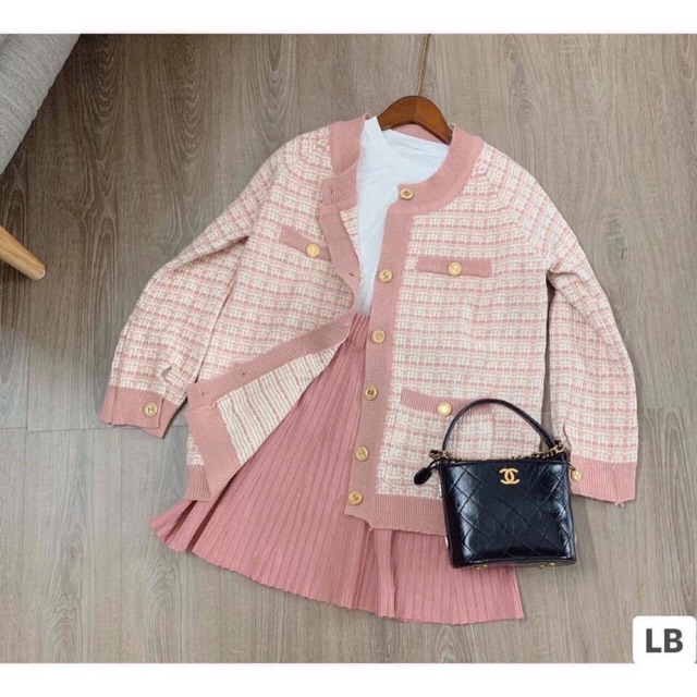 SET 3 MÓN : ÁO KHOÁC KÈM ÁO PULL MIX CHÂN VÁY