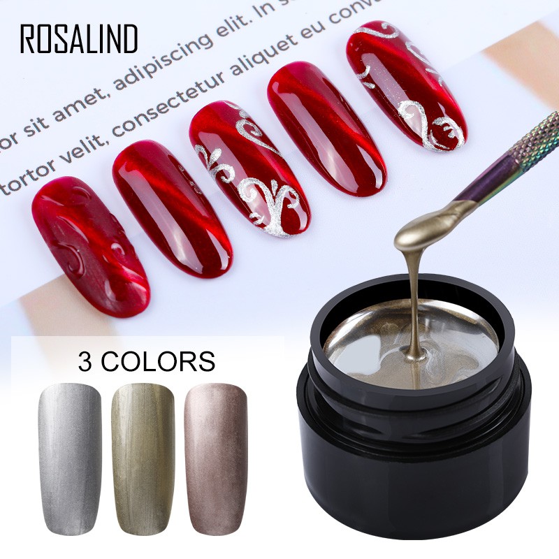 ❀ROSALIND❀ 5ml Gel kim loại sơn sáng cho các thiết kế nghệ thuật móng tay đèn LED / đèn UV