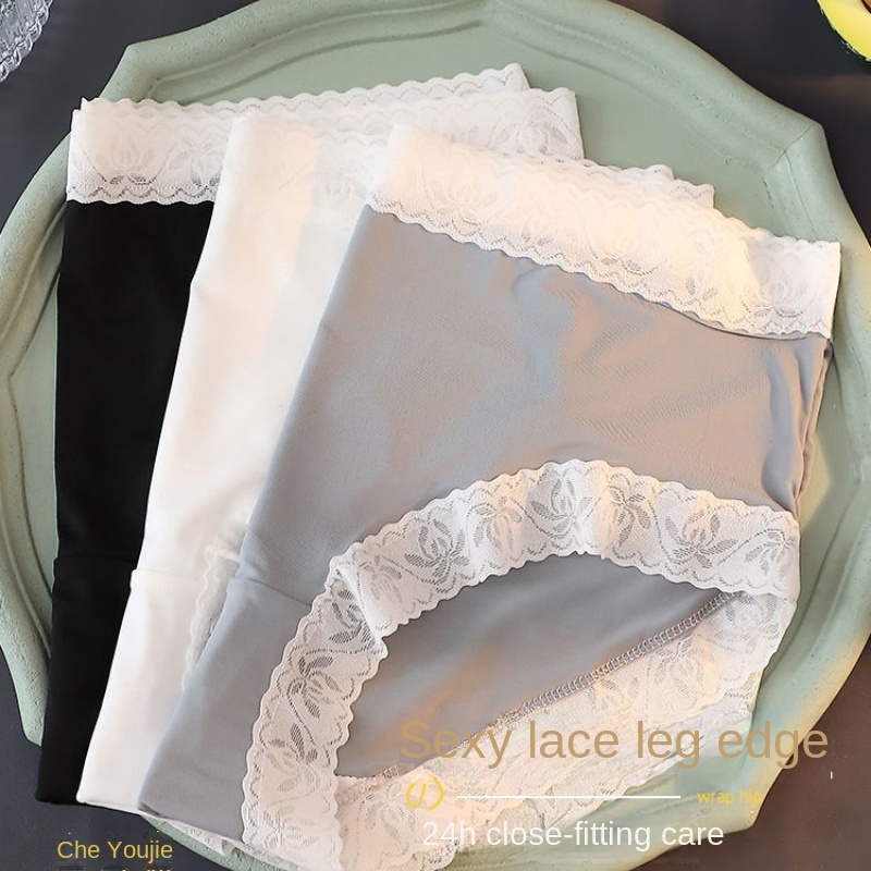 Quần Lót cotton Lụa Lạnh Không Đường May Kháng Khuẩn Lưng Vừa Nâng Hông Kiểu Nhật Bản Cho Nữ