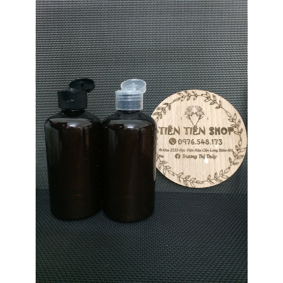 Chai nhựa pet nâu 220ml dáng lùn nắp bật