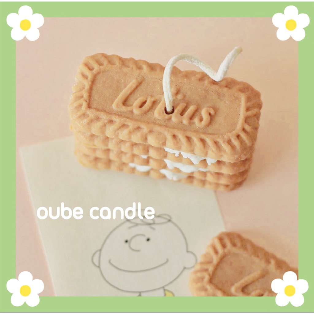 Nến Thơm Tạo Hình Hình Bánh Quy Lotus Yêu Cực - Nến Thơm Tinh Dầu Trang Trí Làm Quà Tặng | Oube Candle NT75