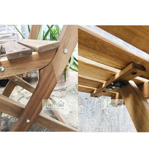 Ghế ban công gấp gọn gỗ tràm chịu mưa nắng trang trí ban công sân vườn