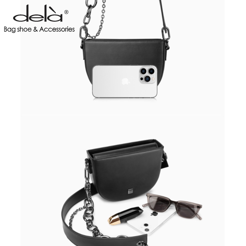 Dela ins Túi Xách Đeo Vai Hình Bán Nguyệt Phối Dây Xích Thời Trang Hàn Quốc Cao Cấp Dễ Phối Đồ Cho Nữ