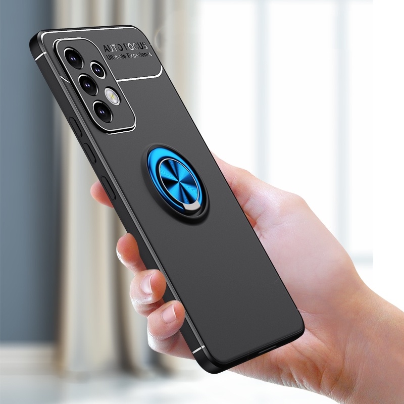 Ốp Điện Thoại TPU Mềm Mặt Nhám Có Vòng Đỡ Kim Loại Từ Tính Cho Samsung Galaxy A03s A13 A33 A53 A73 M32 4G 5G