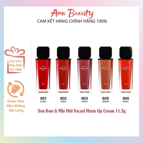 Son Kem Mịn Lì Vacosi Matte Lip Cream