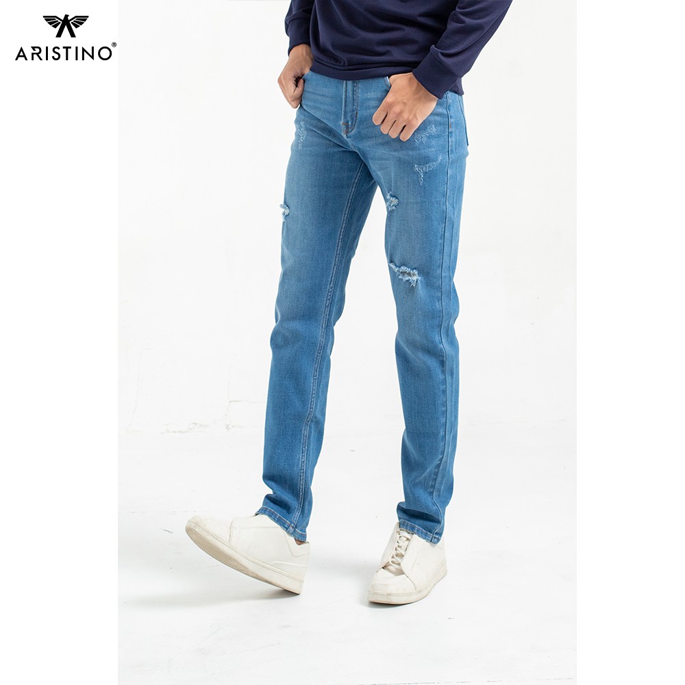 Quần jeans nam ARISTINO dáng Slim fit ôm vừa vặn, lưng cao, dễ phối đồ, cotton thoáng khí - AJN00409
