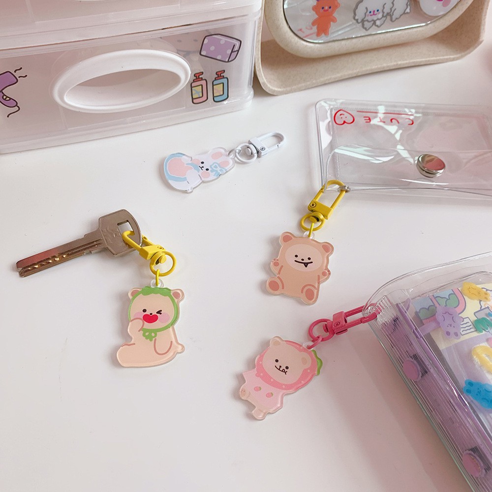 Móc Khóa KeyChain Cài Trang Trí Airpods Khuyên Màu Gấu và Thỏ Đáng Yêu Bear Rabbit