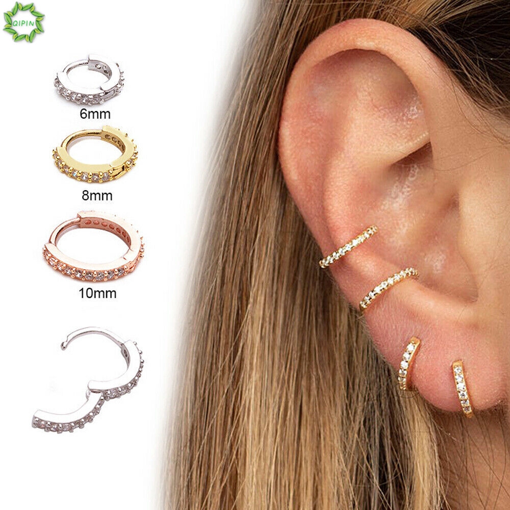 Khuyên tai vàng hồng/vàng/bạc 6-10mm móc tai cá tính thời trang